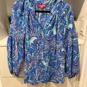 Lilly Pulitzer Vibrant Blue and White Blouse